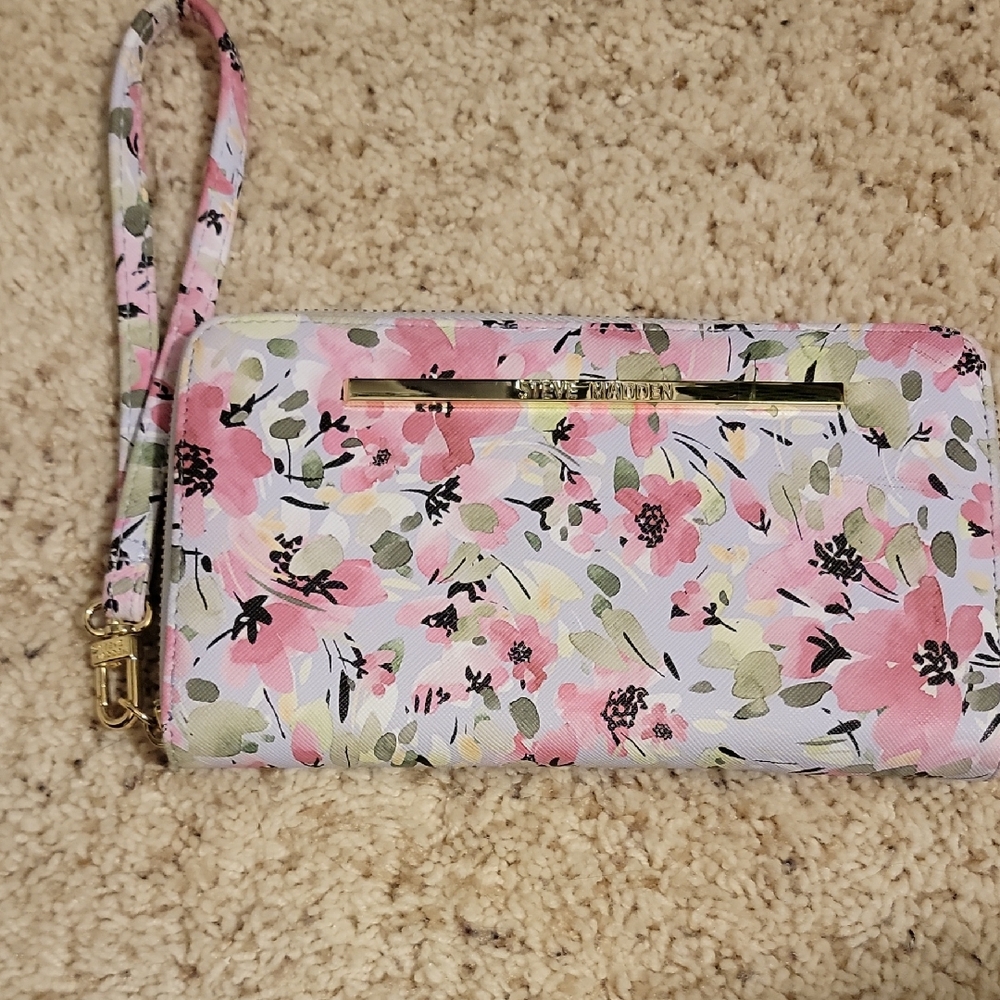 Steve Madden Floral Wristlet Clutch - Pink and Black
